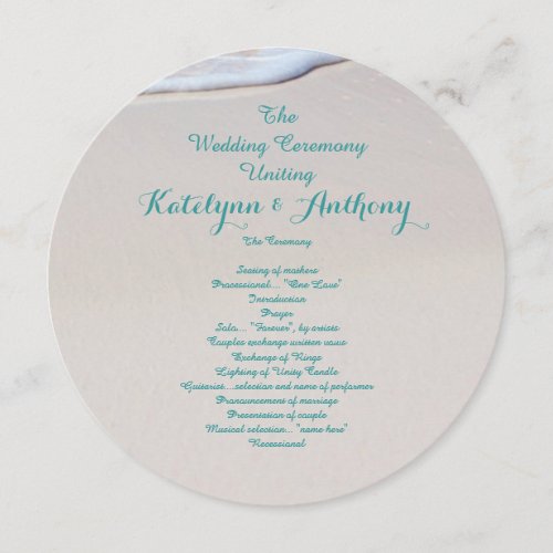 Round Beach Wedding Ceremony Program Template