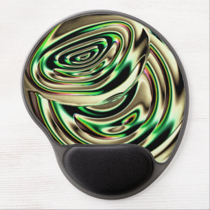 Round beige and mint metal and glass handle gel mouse pad