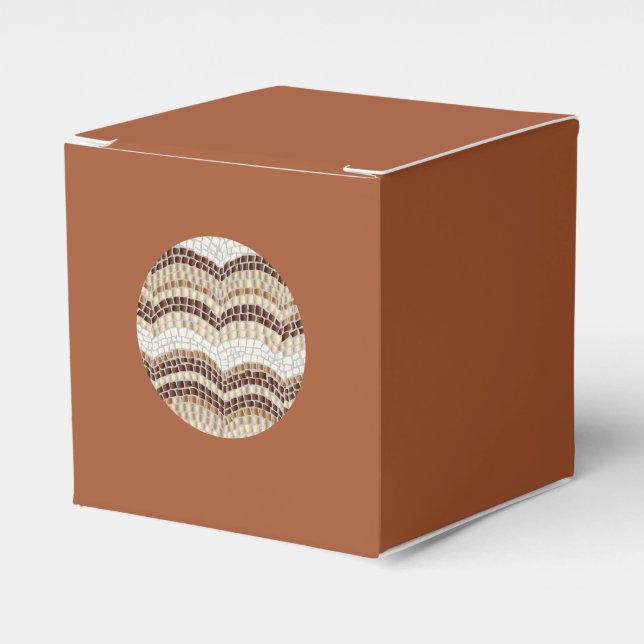 Round Beige Mosaic Classic Favor Box (Front Side)