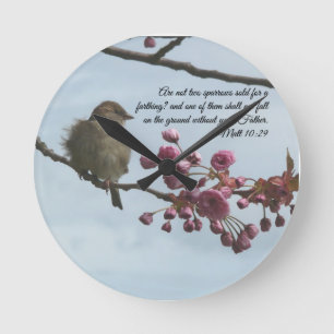 Round bible verse Matt 10:29 wall clock