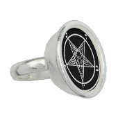 Round Black Baphomet Ring (Side)