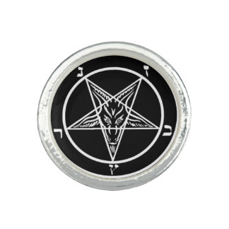 Round Black Baphomet Ring