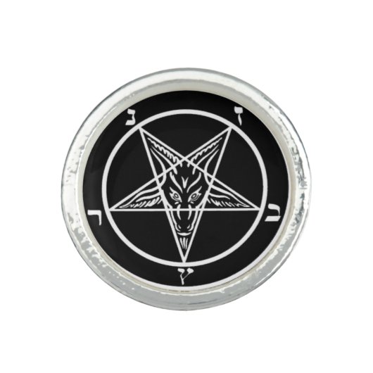 Round Black Baphomet Ring (Front)