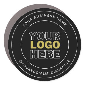 Round Black Custom Business Logo Branded Car Magnet