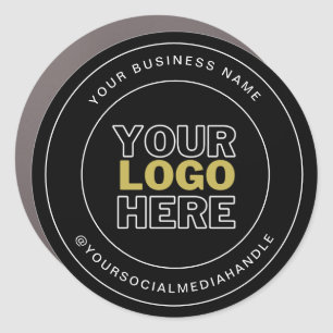 Round Black Custom Business Logo Branded Car Magnet