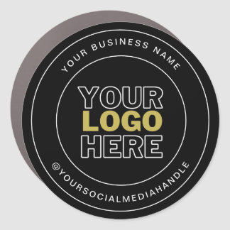 Round Black Custom Business Logo Branded Car Magnet