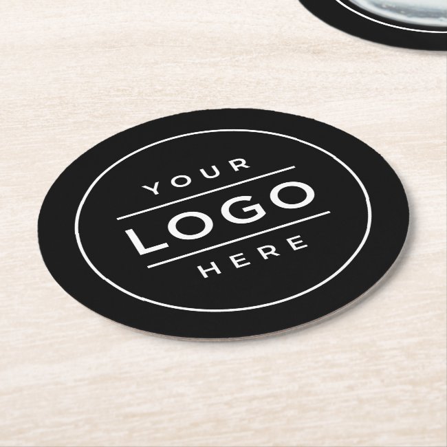 Round Black Custom Business Logo Branded Round Paper Coaster