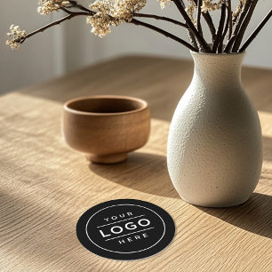 Round Black Custom Business Logo Branded Round Paper Coaster