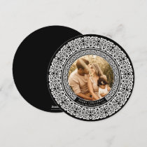 Round Black + Off White Celtic Holiday Photo Card