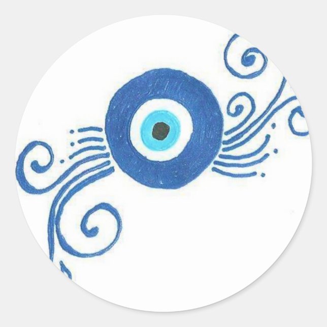 round blue evil eye classic round sticker (Front)