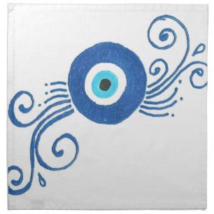 round blue evil eye cloth napkin