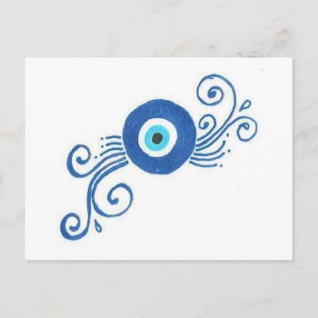 Round Blue Evil Eye Postcard by hennabyjessica at Zazzle