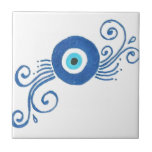 round blue evil eye tile<br><div class="desc">he evil eye is a look that is believed by many cultures to be able to cause injury or bad luck for the person at whom it is directed for reasons of envy or dislike. The term also refers to the power attributed to certain persons of inflicting injury or bad...</div>