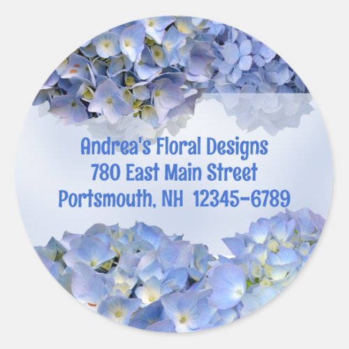 Round Blue Floral Return Address Labels