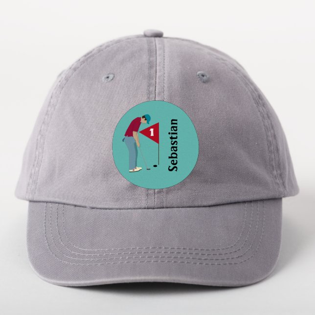 Round Blue Golf Themed  Patch (On Headwear)