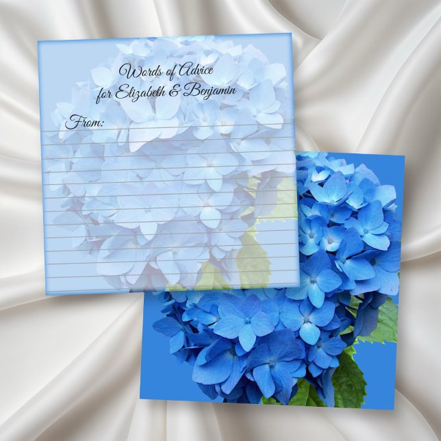 Round Blue Hydrangea Blank Advice Wedding Cards (Creator Uploaded)