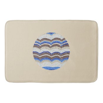 Round Blue Mosaic Large Bath Mat by elenasimsim_for_home at Zazzle