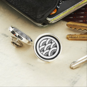 Round Blue Sea Waves Lapel Pin