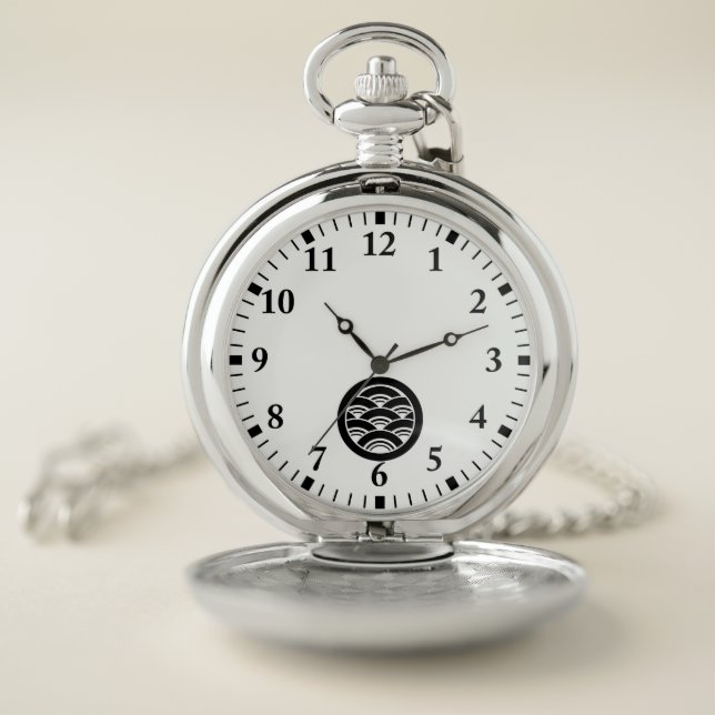 Round Blue Sea Waves Pocket Watch (Inside)