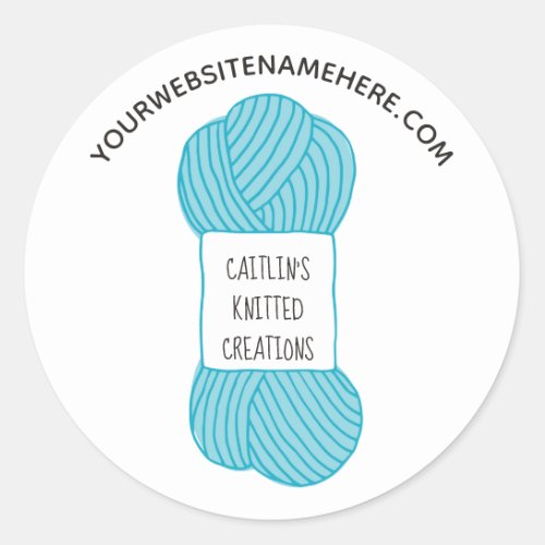 Round Blue Skein of Yarn Label Stickers