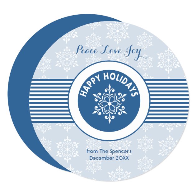 Round Blue Snowflake Holiday Invitation