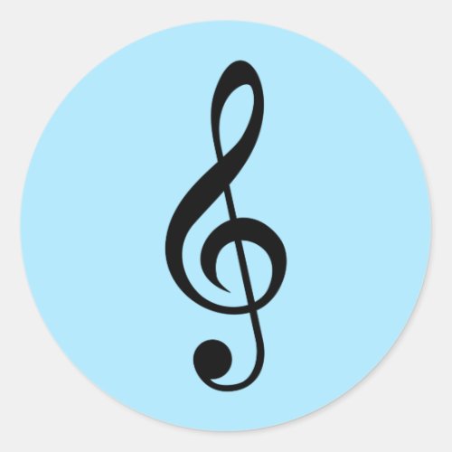 Round Blue Treble Clef Stickers