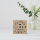 Round Border Bold Handmade With Love Heart Square Business Card (Standing Front)