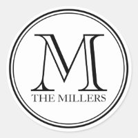 Round Border Editable Background Family Monogram Classic Round Sticker