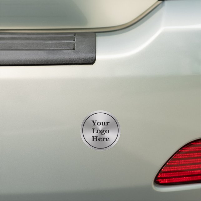 Round Border on Brushed Metal Look | Add Your Logo Car Magnet (In Situ)