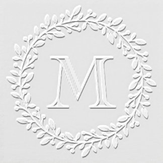 Round Botanical Berry Wreath Monogram Initial Embosser
