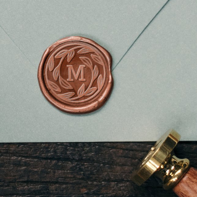 Round Botanical Family Monogram Wax Seal Sticker (Round Botanical Family Monogram Wax Seal Sticker Zoom In)