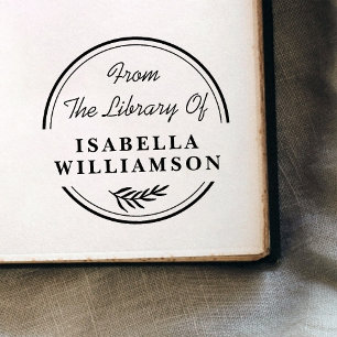 Round Botanical From The Library of Bookplate Self-inking Stamp