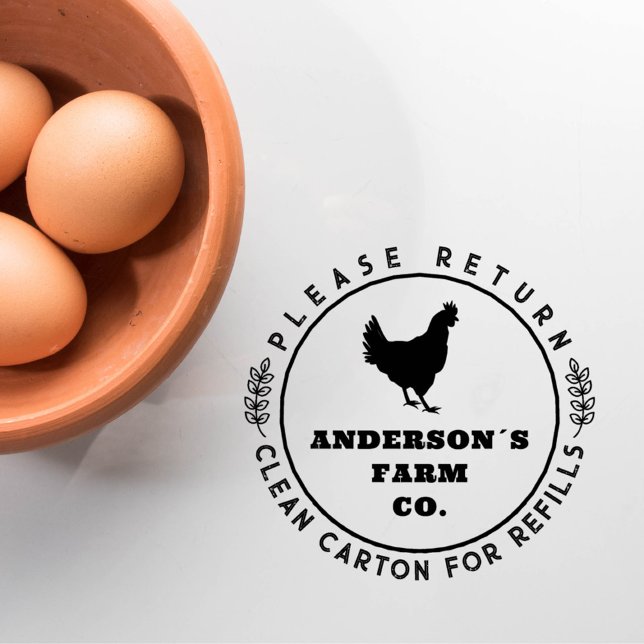 Round Botanical Rustic Egg Return Carton Farm Rubber Stamp (Round Botanical Rustic Egg Return Carton Farm Rubber Stamp)