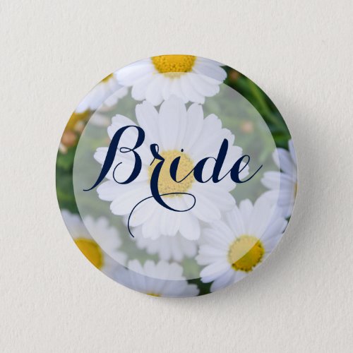 Round Bride Floral Wedding Buttons With Daisy