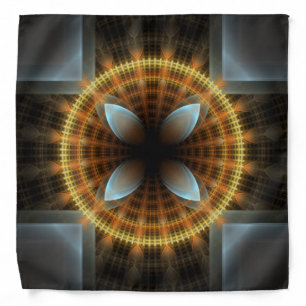 Round bright floral geometric ornament bandana