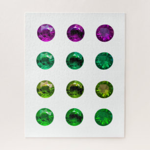 Round Brilliant Color Purple Green Gems Puzzle