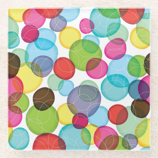 Round bubbles kids pattern 2 glass coaster (Front)