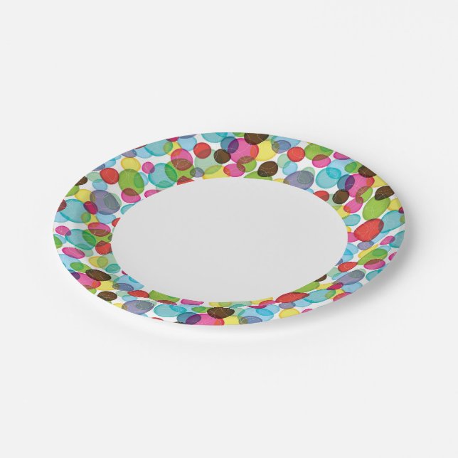 Round bubbles kids pattern 2 paper plates (Angled)