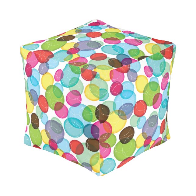 Round bubbles kids pattern 2 pouf (Angled Front)