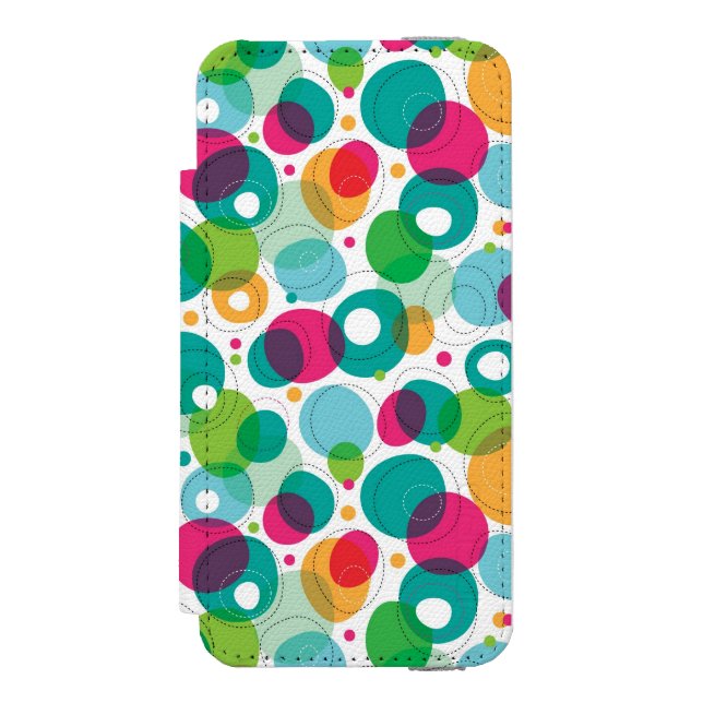 Round bubbles kids pattern incipio iPhone wallet case (Folio Front)