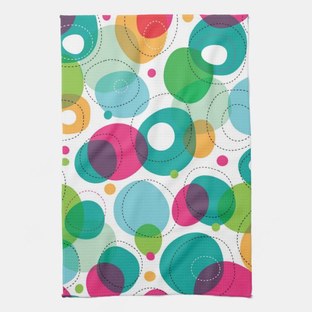 Round bubbles kids pattern kitchen towel (Vertical)