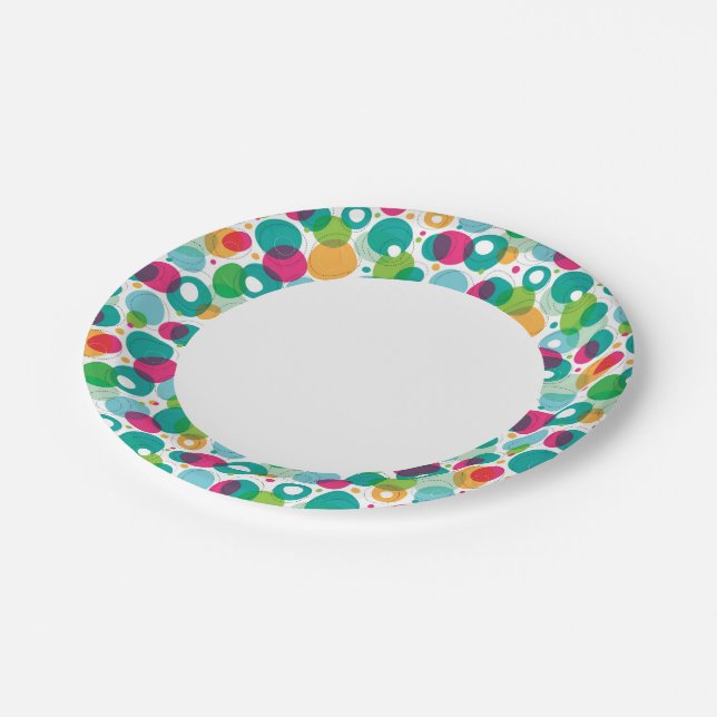 Round bubbles kids pattern paper plates (Angled)