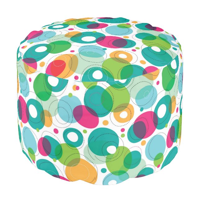 Round bubbles kids pattern pouf (Angled Front)