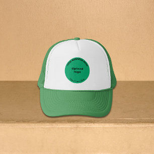 Round Business Brand on Green and White Trucker Hat