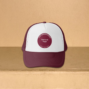 Round Business Brand on Maroon and White Trucker Hat