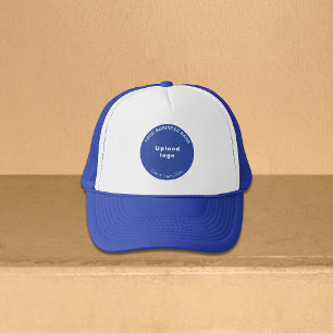 Round Business Brand on Royal Blue and White Trucker Hat