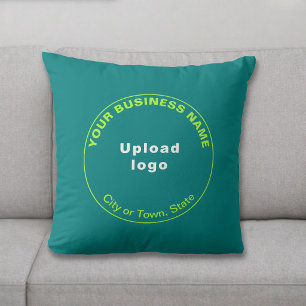 Round Business Brand Teal Green Throw Pillow