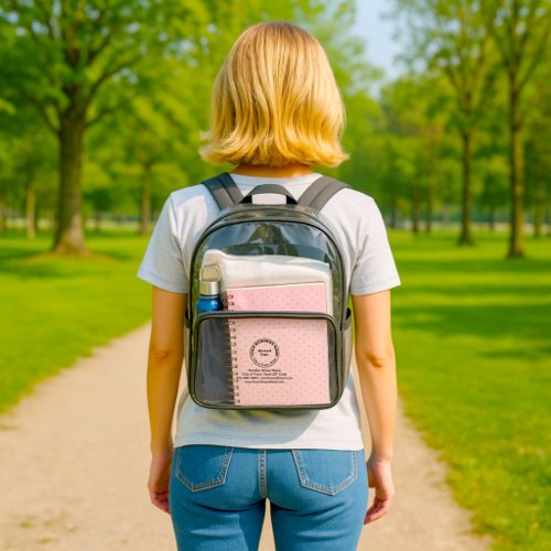 Round Business Branding on Clear Backpack