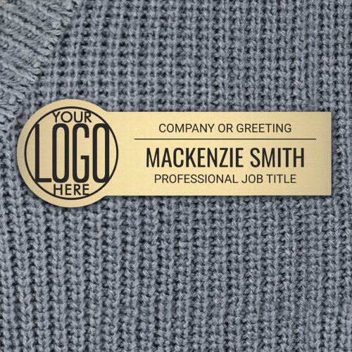 Round Business Logo Gold Color Plastic Employee Name Tag