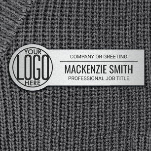 Round Business Logo Gray Color Plastic Employee Name Tag